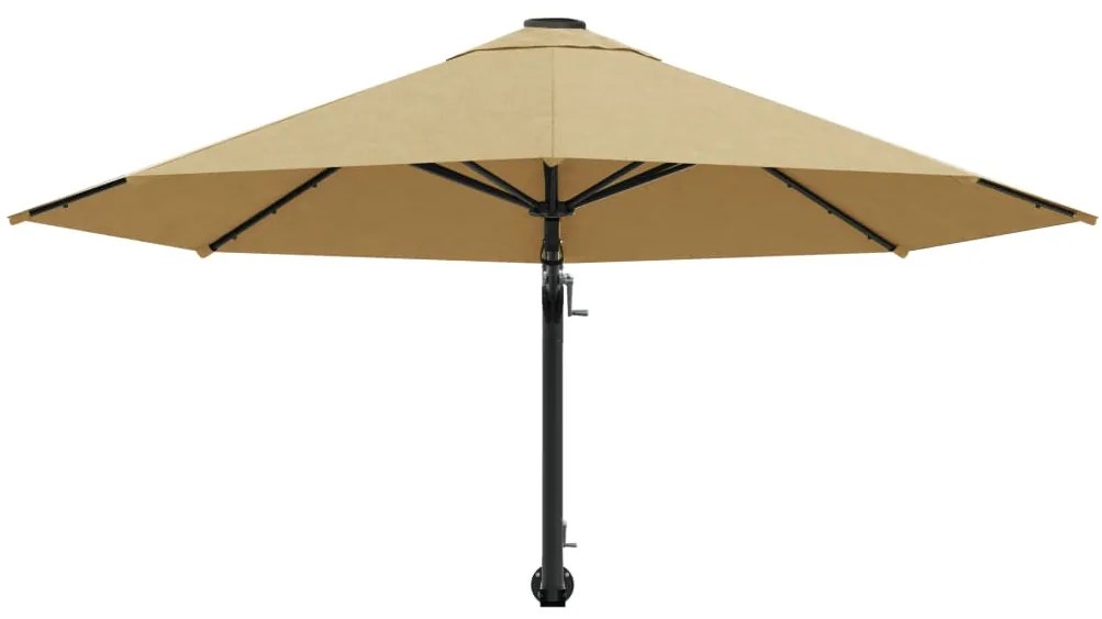 vidaXL Ομπρέλα Τοίχου Χρώμα Taupe 300 εκ. με Μεταλλικό Ιστό