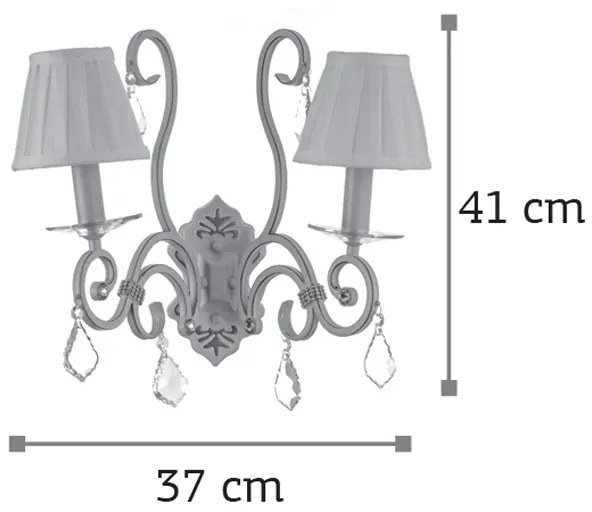 InLight Επιτοίχιο φωτιστικό από μπεζ μέταλλο κρύσταλλα και υφασμάτινο καπέλο (43308-2)