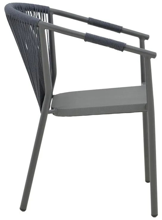 Καρέκλα - Πολυθρόνα Convince αλουμινίου στοιβαζόμενη με γκρι σκελετό-textilene-pe rattan 56x63x82 εκ. 56x63x82 εκ.