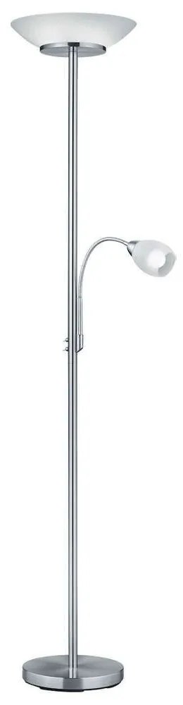 Φωτιστικό Δαπέδου Gerry R40063107 2xE27 18W &amp; 1xE14 10W Φ34cm 180cm Nickel Mat RL Lighting Μέταλλο,Γυαλί