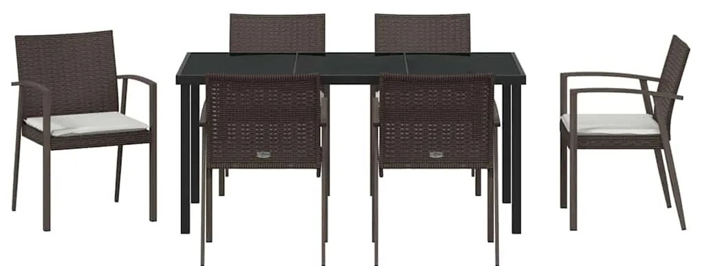 vidaXL Σέτ φαγητού για κήπο 7 pcs Καφέ και Μαύρο Ράτα PE