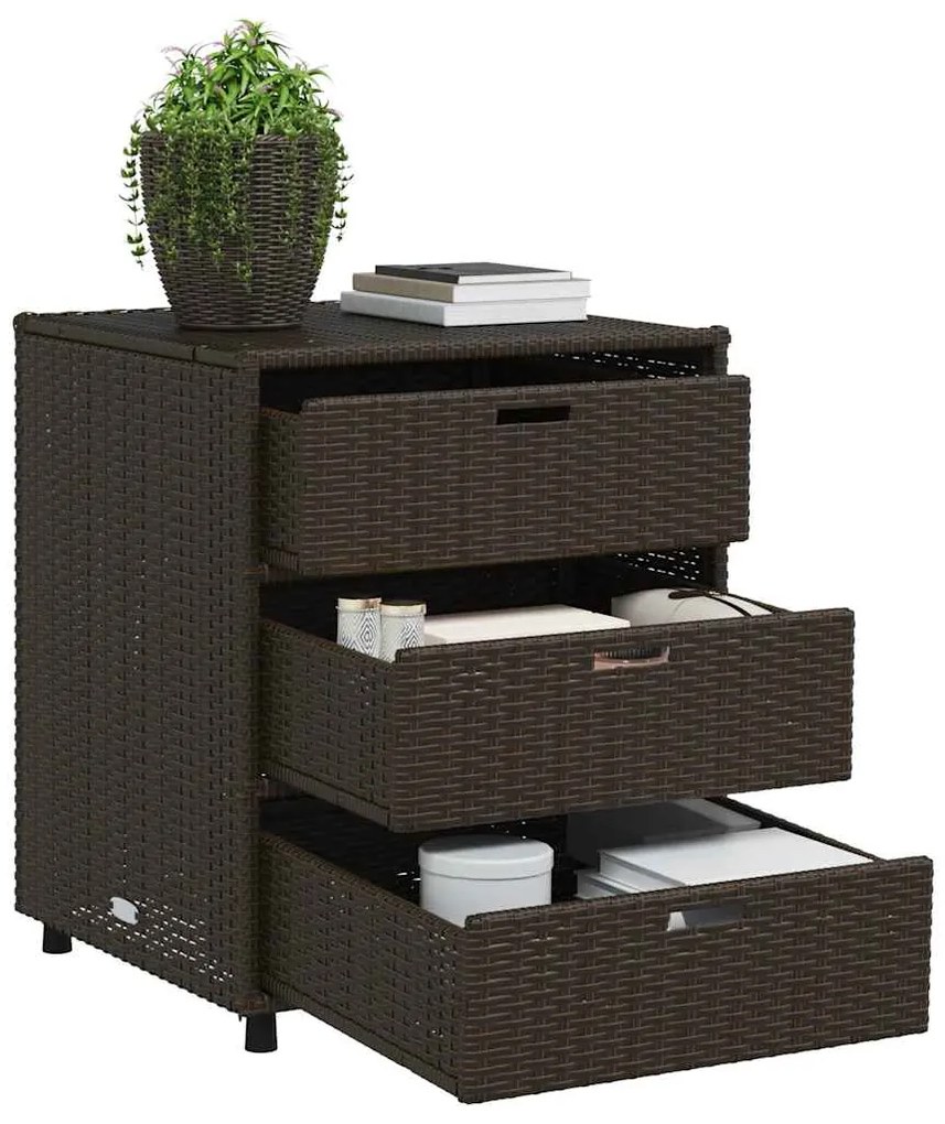 vidaXL Ντουλάπι Αποθήκευσης Κήπου Καφέ 55x59x69 εκ. Συνθετικό Ρατάν