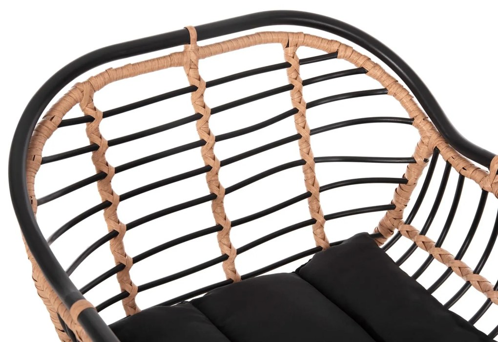 ΣΚΑΜΠΟ ΜΠΑΡ ALLEGRA  ΜΕΤΑΛΛΟ&amp;ΜΑΞΙΛΑΡΙ ΜΑΥΡΟ-WICKER ΜΠΕΖ 55x54x108Υεκ. 55x54x108 εκ.