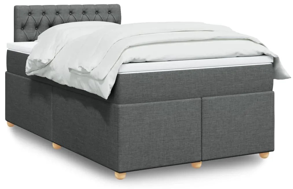 vidaXL Κρεβάτι Boxspring με Στρώμα Σκούρο Γκρι 120x190 εκ Υφασμάτινο