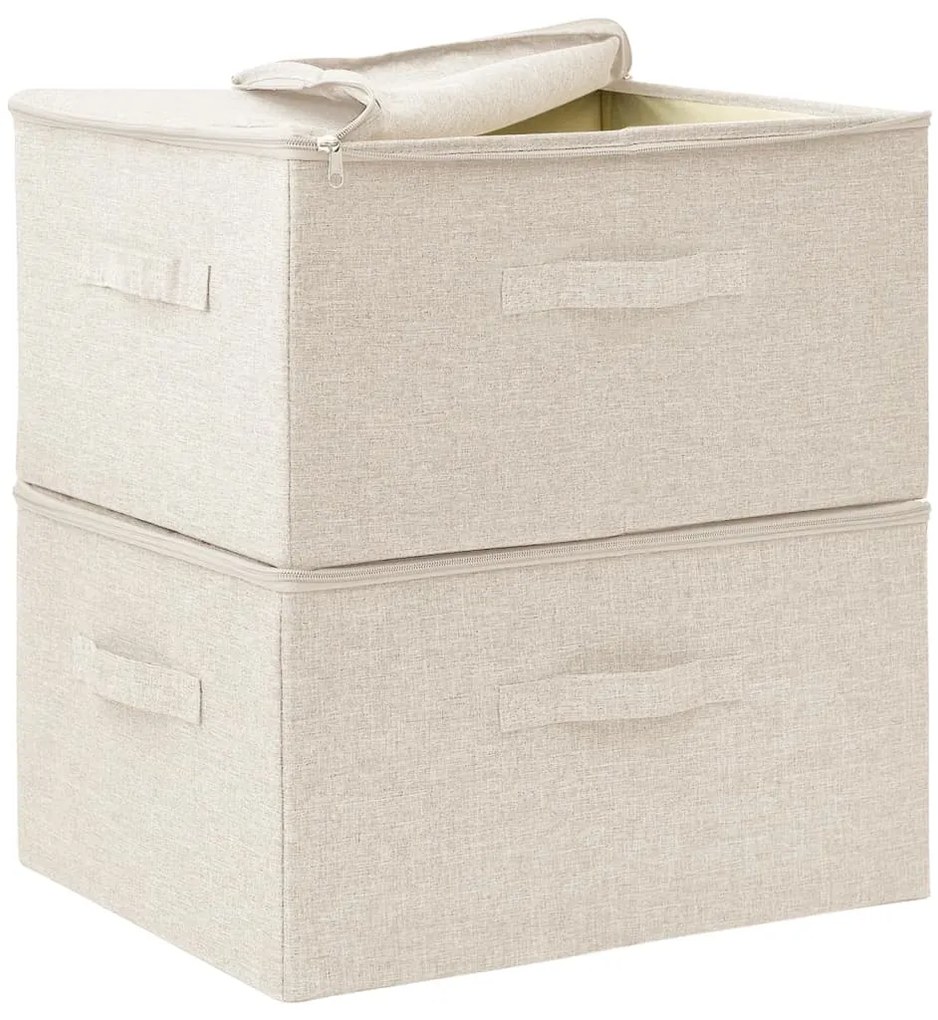 vidaXL Κουτιά Αποθήκευσης 2 τεμ. Κρεμ 43 x 34 x 23 εκ. Υφασμάτινα
