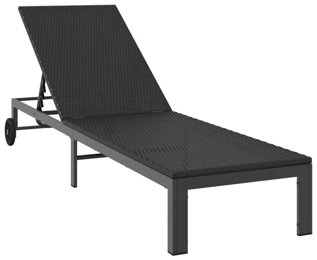 vidaXL Ήλιο-κρεβάτι με μαξιλάρι 2-πρόσωπο 3 pcs Μαύρο συνθετικό ρατάν