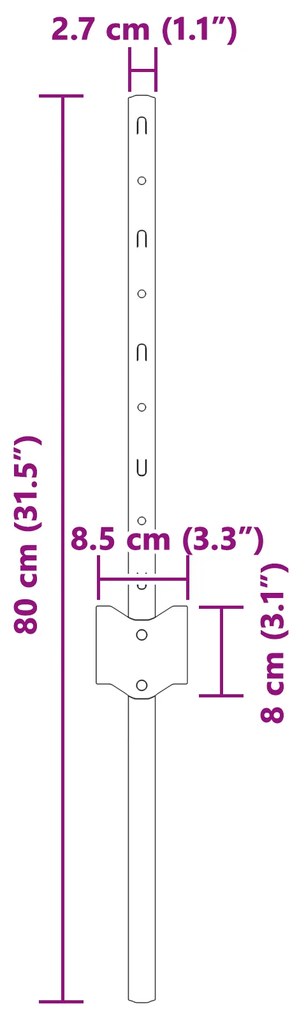 vidaXL Πόδια φράχτη 44 τεμ U-Channel Γκρι 80 εκ Χάλυβας