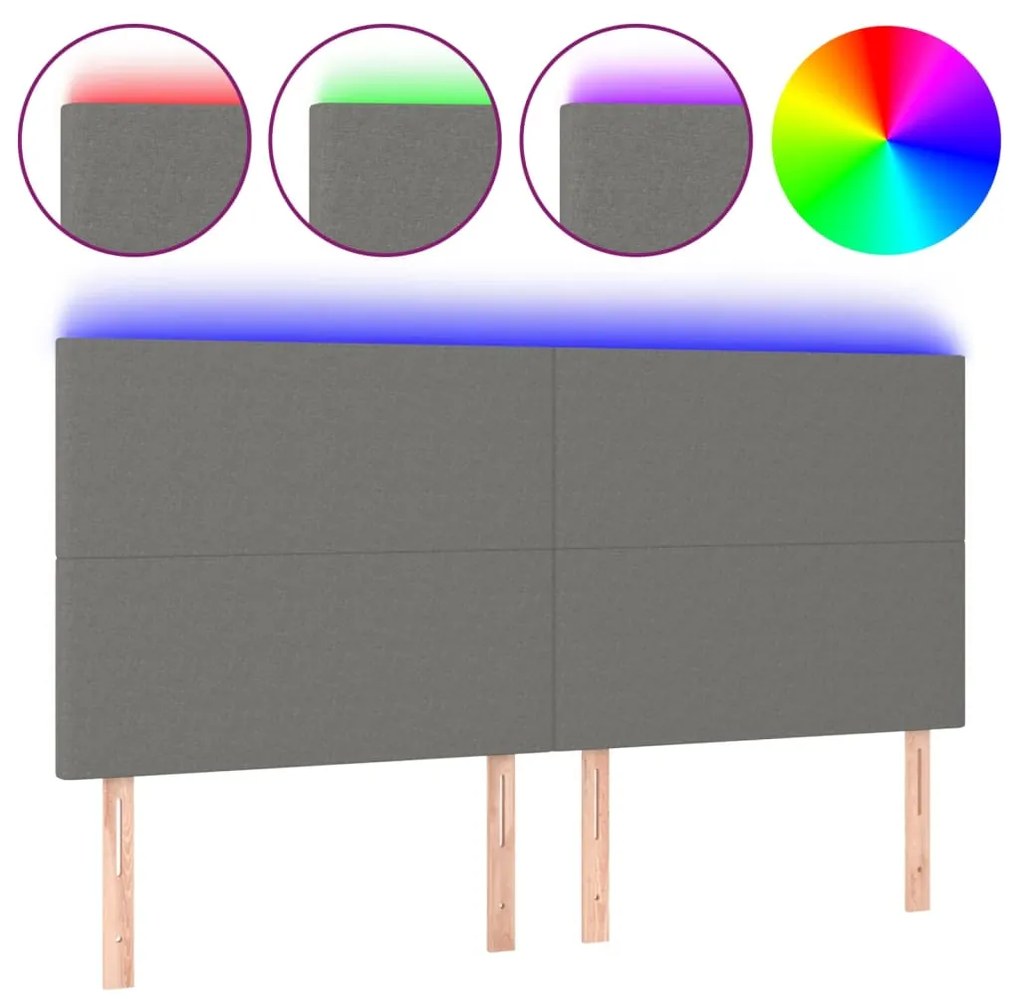 Κεφαλάρι Κρεβατιού LED Σκούρο Γκρι 160x5x118/128εκ. Υφασμάτινο 3122151