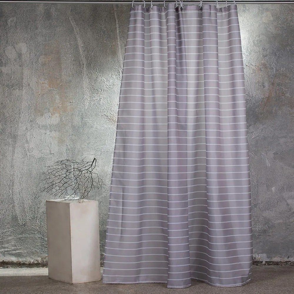 Κουρτίνα Μπάνιου Stripe Grey Melinen 180Πx200Υ 180x200cm Πολυέστερ