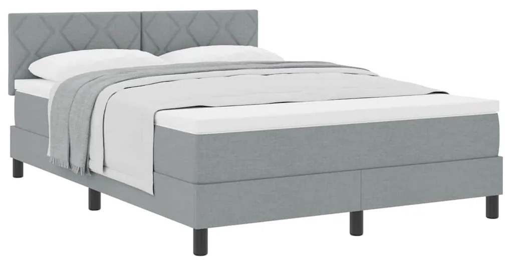 vidaXL Κρεβάτι box spring με στρώμα Ανοιχτό γκρι 140 x 200 cm ύφασμα
