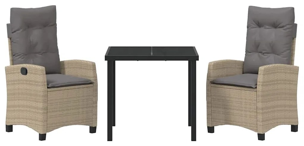 vidaXL Σέτ φαγητού για κήπο 3 pcs Μπεζ συνθετικό ρατάν