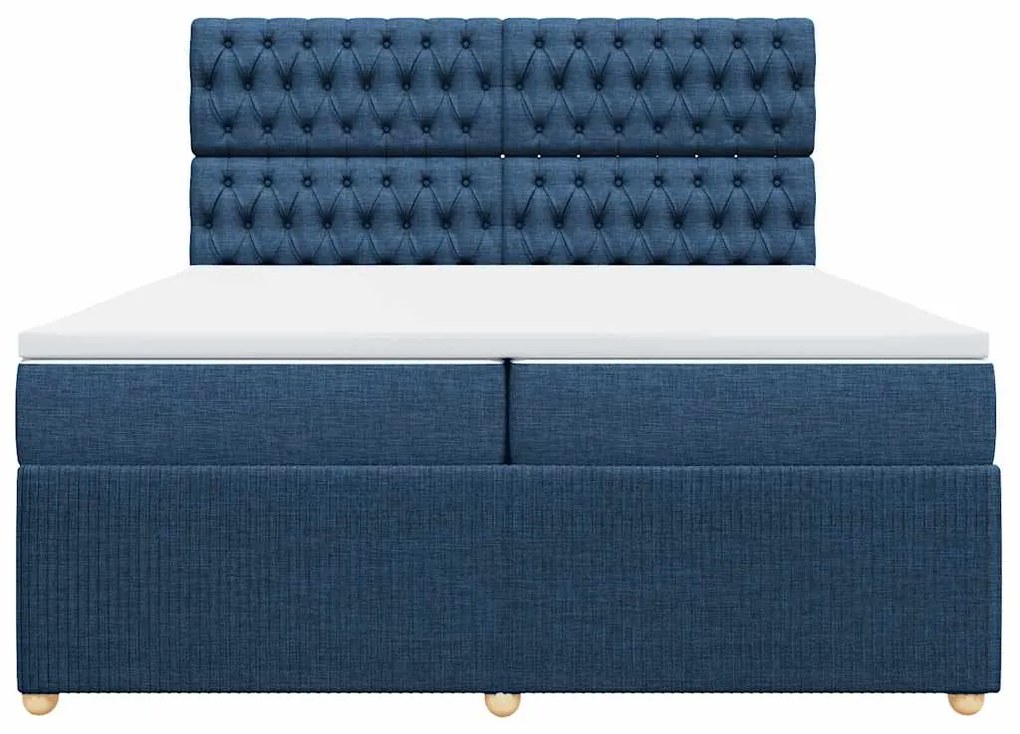 vidaXL Κρεβάτι Boxspring με Στρώμα Μπλε 200x200 εκ. Υφασμάτινο