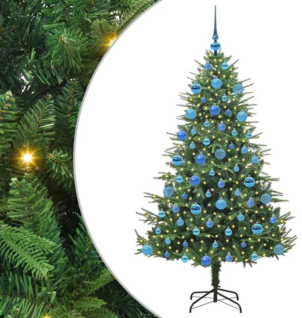 vidaXL Τεχνητό Χριστουγεννιάτικο Δέντρο με Φώτα και Σετ Μπάλες 180 cm