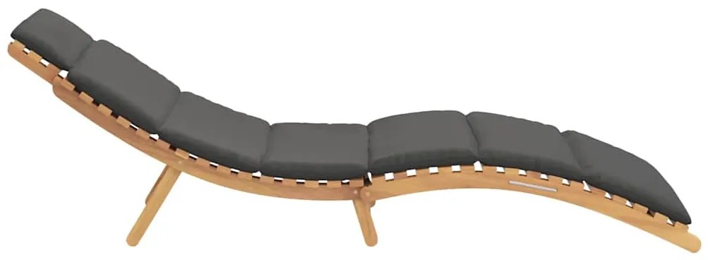 vidaXL Ξαπλώστρα Σκούρο γκρι 188 x 55 x 59 εκ. Μασίφ ξύλο teak