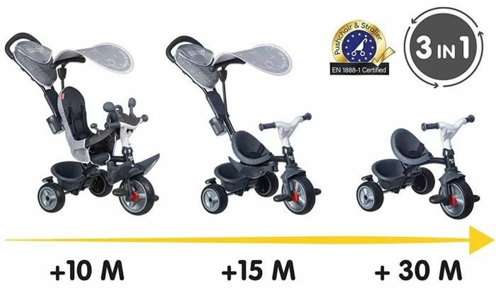 Τρίκυκλο Smoby Baby Driver Plus Γκρι