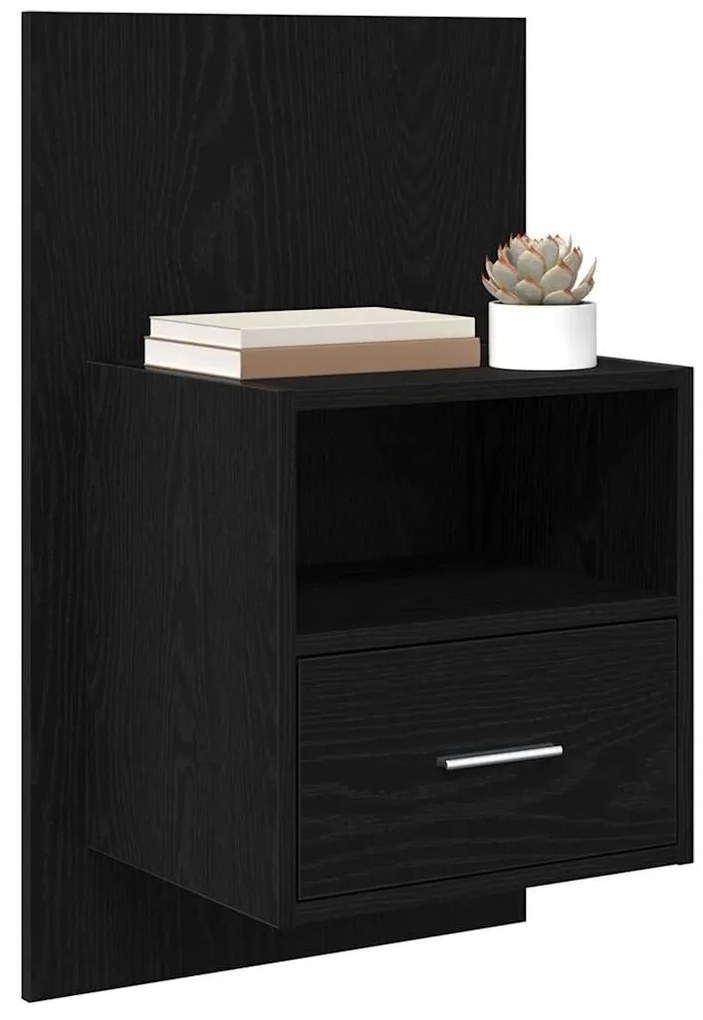 vidaXL Κομοδίνο 2 pcs Μαύρη Οξυά 50 x 32,5 x 80 εκ. Επεξεργασμένο ξύλο