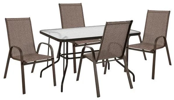 Σετ Κήπου Τραπεζαρία HM10565.02 5 τεμ Μεταλλικό Καφέ με Τραπέζι 120x70x71 εκ. &amp; 4 Καρέκλες Leon