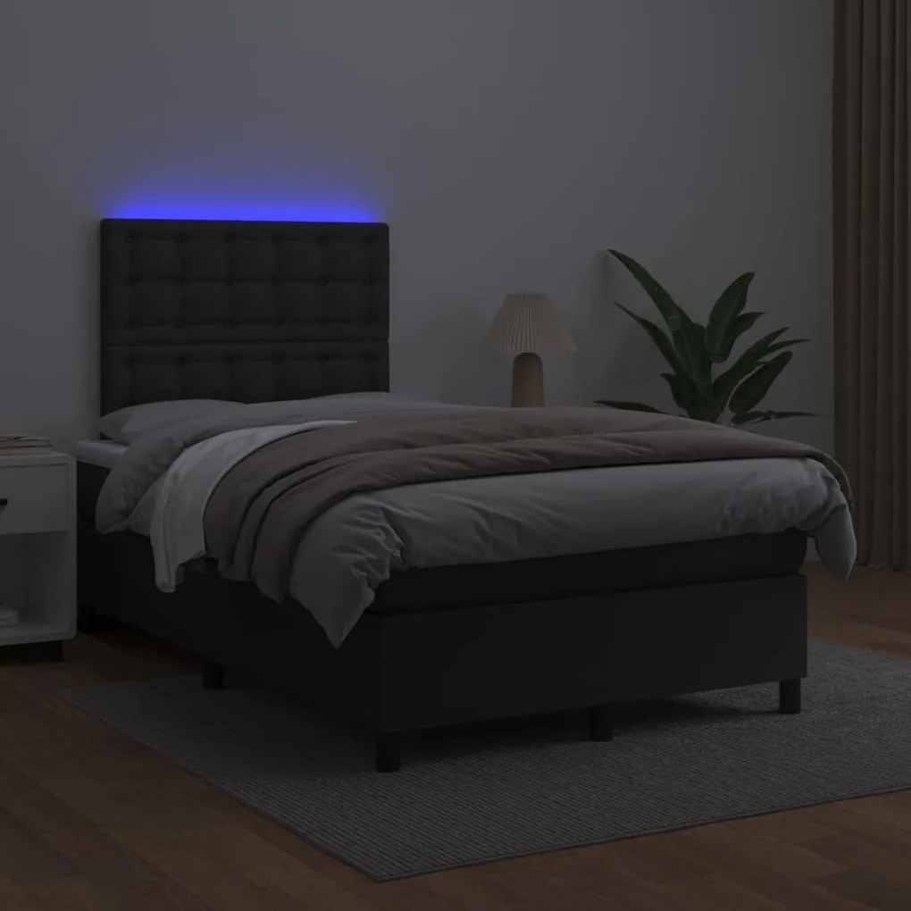 ΚΡΕΒΑΤΙ BOXSPRING ΜΕ ΣΤΡΩΜΑ &amp; LED ΜΑΥΡΟ 120X200 ΕΚ. ΣΥΝΘ. ΔΕΡΜΑ 3135933