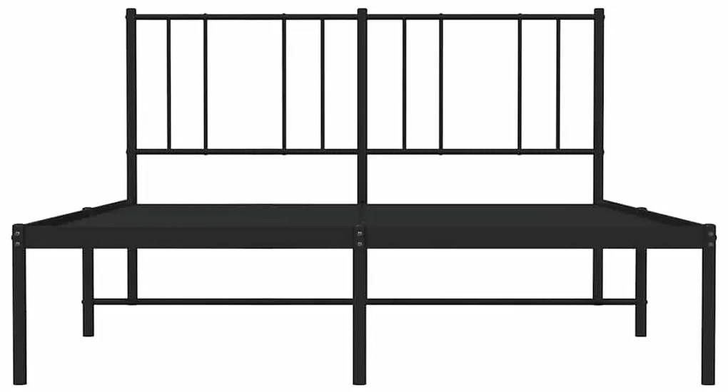 vidaXL Πλαίσιο Κρεβατιού με Κεφαλάρι Μαύρο 140 x 190 εκ. Μεταλλικό