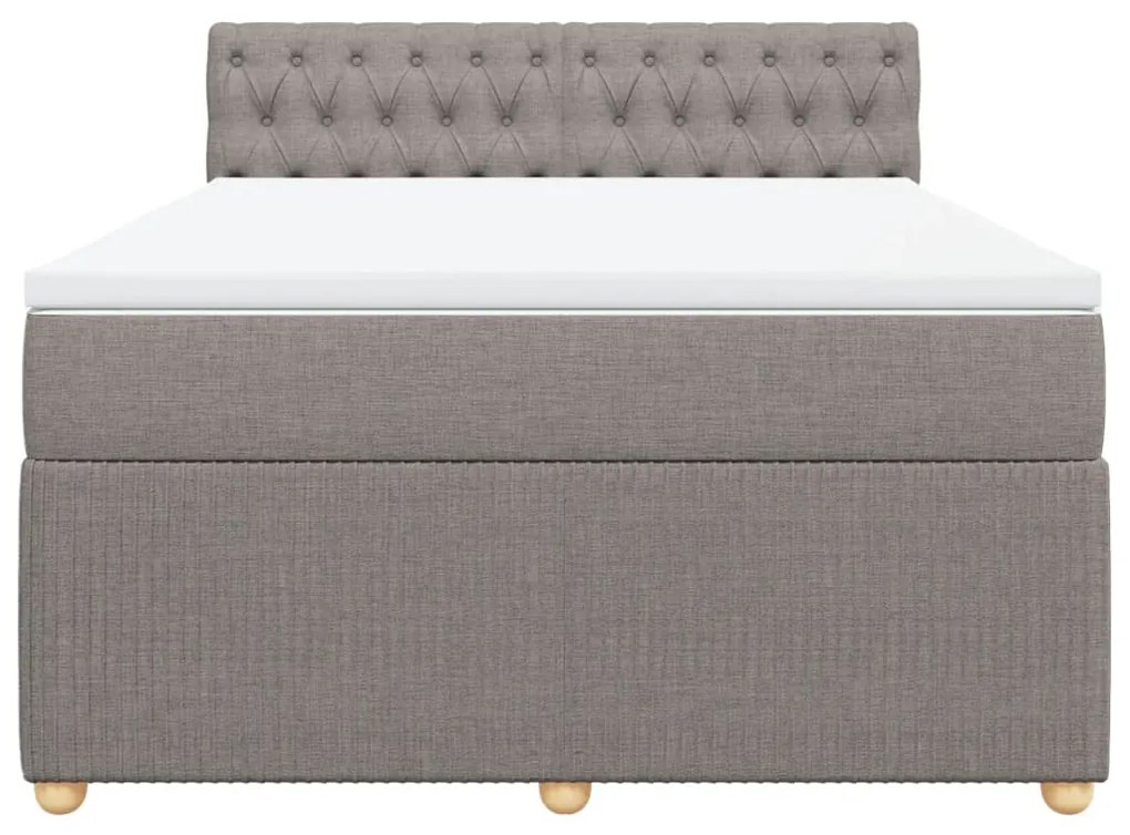 Κρεβάτι Boxspring με Στρώμα Taupe 140x200 εκ. Υφασμάτινο - Μπεζ-Γκρι