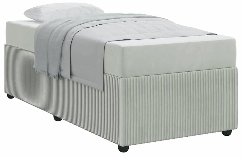 vidaXL Σκελετός Κρεβατιού με στρώμα Ανοιχτό γκρι 90 x 200 cm ύφασμα