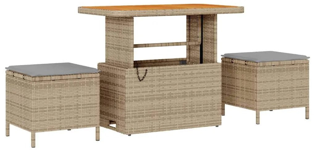 vidaXL Σετ Σαλονιού Κήπου 10 Τεμαχίων από Poly Rattan με Μαξιλάρια σε Μπεζ Χρώμα
