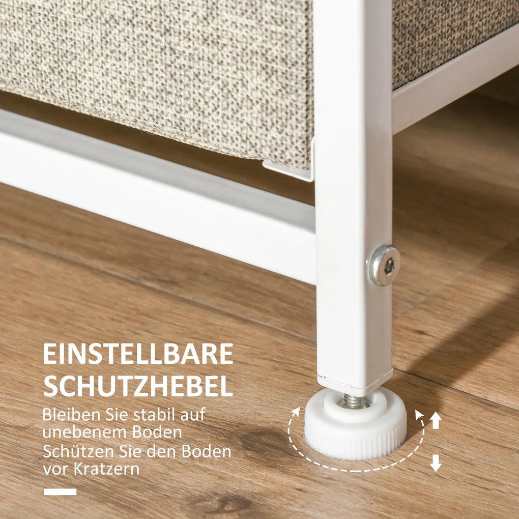 Συρταριέρα, Sideboard, 7 αναδιπλούμενα υφασμάτινα συρτάρια, μεταλλικό πλαίσιο, 63,5 x 30 x 71 cm, Ανοιχτό γκρι