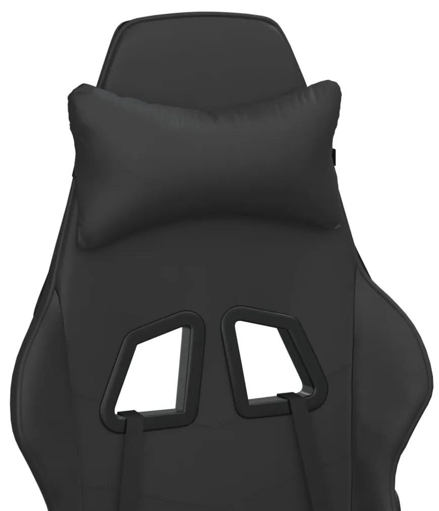 Καρέκλα Gaming Μασάζ Υποπόδιο Μαύρο από Συνθετικό Δέρμα - Μαύρο