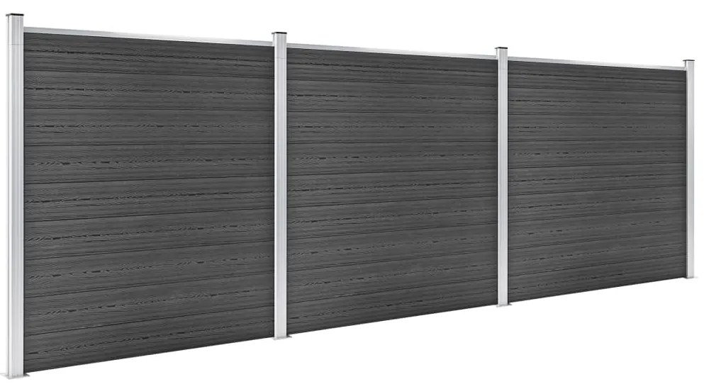 vidaXL Σετ Πάνελ Περίφραξης Μαύρο 526 x 186 εκ. από WPC