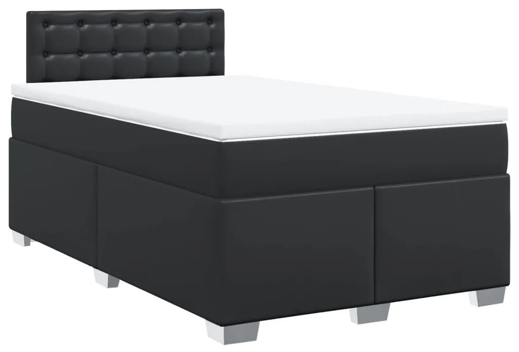 vidaXL Κρεβάτι Boxspring με Στρώμα Μαύρο 120x190εκ.από Συνθετικό Δέρμα