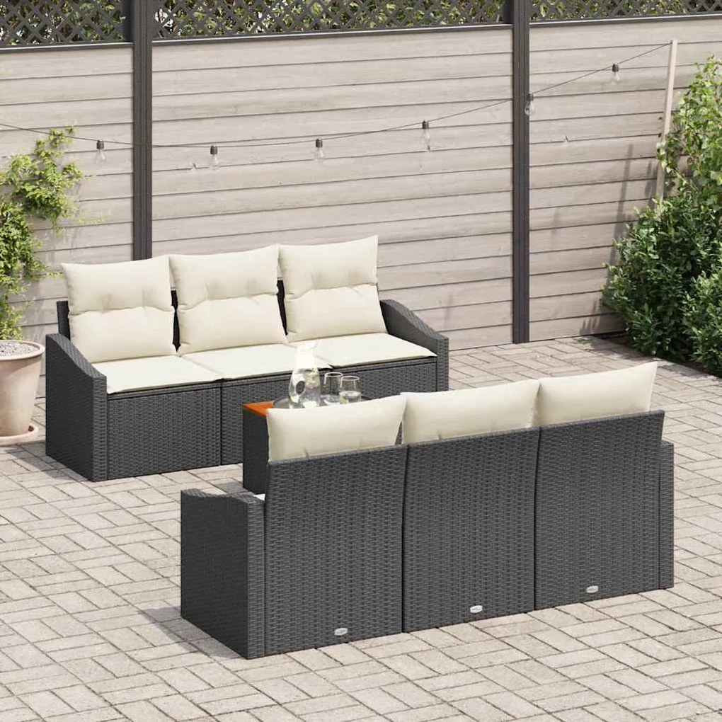 vidaXL Σετ Καναπέ Κήπου 7 pcs Μαύρος, λευκός