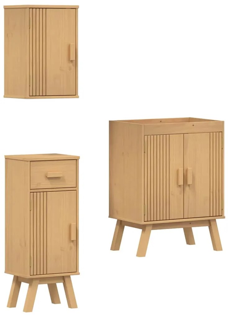 vidaXL Σετ Επίπλων Μπάνιου με συρτάρι 3 pcs Καφέ 114 x 43 x 73.5 εκ.