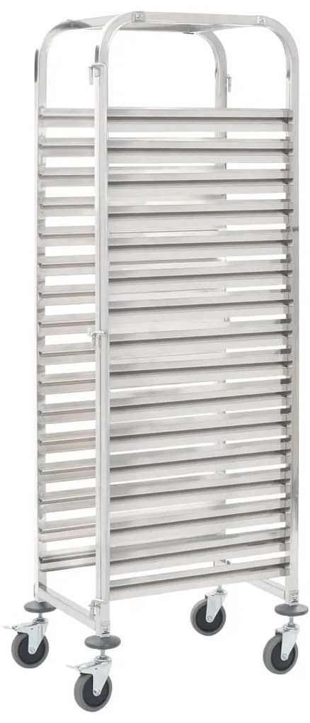 vidaXL Τρόλεϊ Μεταφοράς για 16 Δίσκους 38x55x163 εκ. Ανοξείδωτο Ατσάλι
