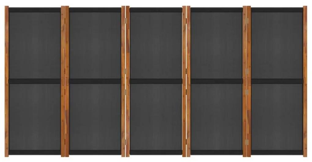 Διαχωριστικό Δωματίου με 5 Πάνελ Μαύρο 350 x 180 εκ. - Μαύρο