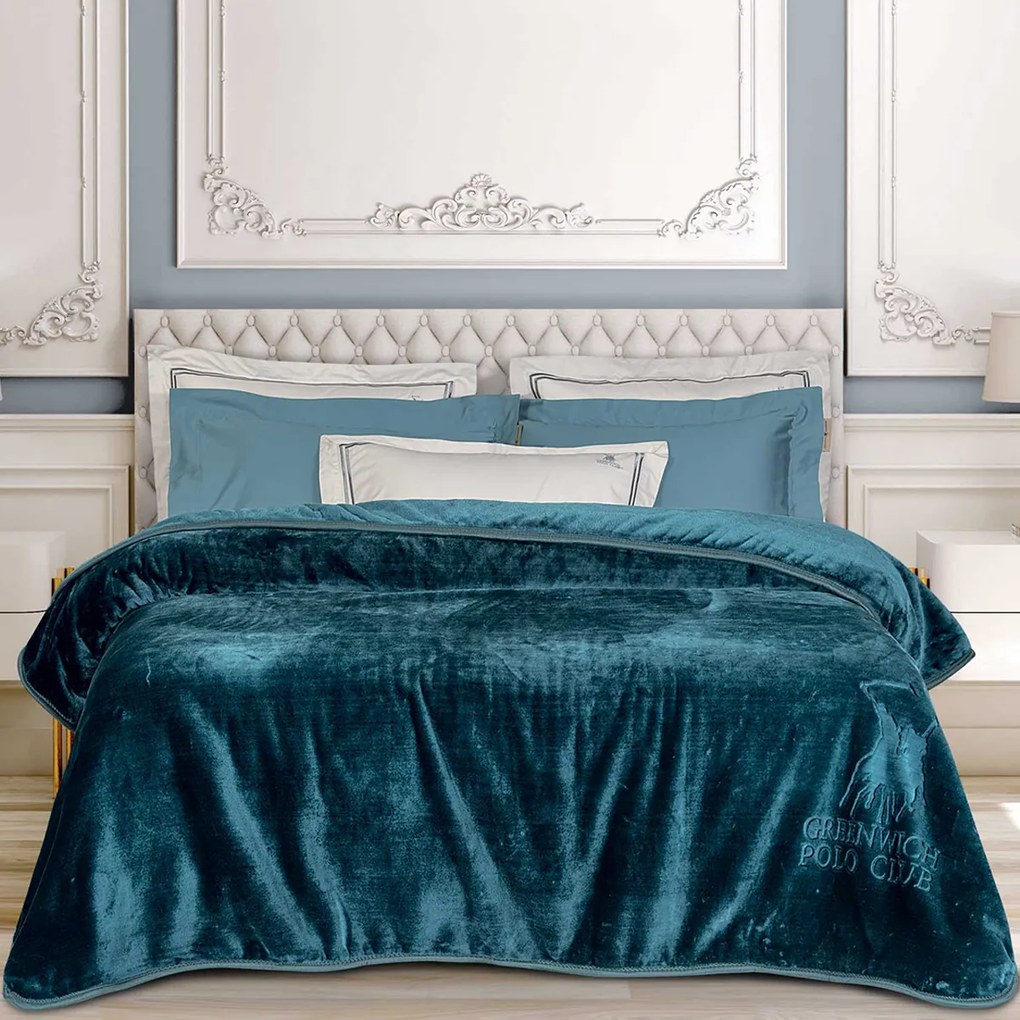 Κουβέρτα Βελουτέ Μονή (160x240) Greenwich Polo Club Essential 3498 Aquamarine