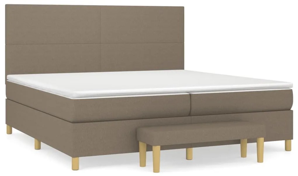 Κρεβάτι Boxspring με Στρώμα Taupe 200x200 εκ. Υφασμάτινο - Μπεζ-Γκρι