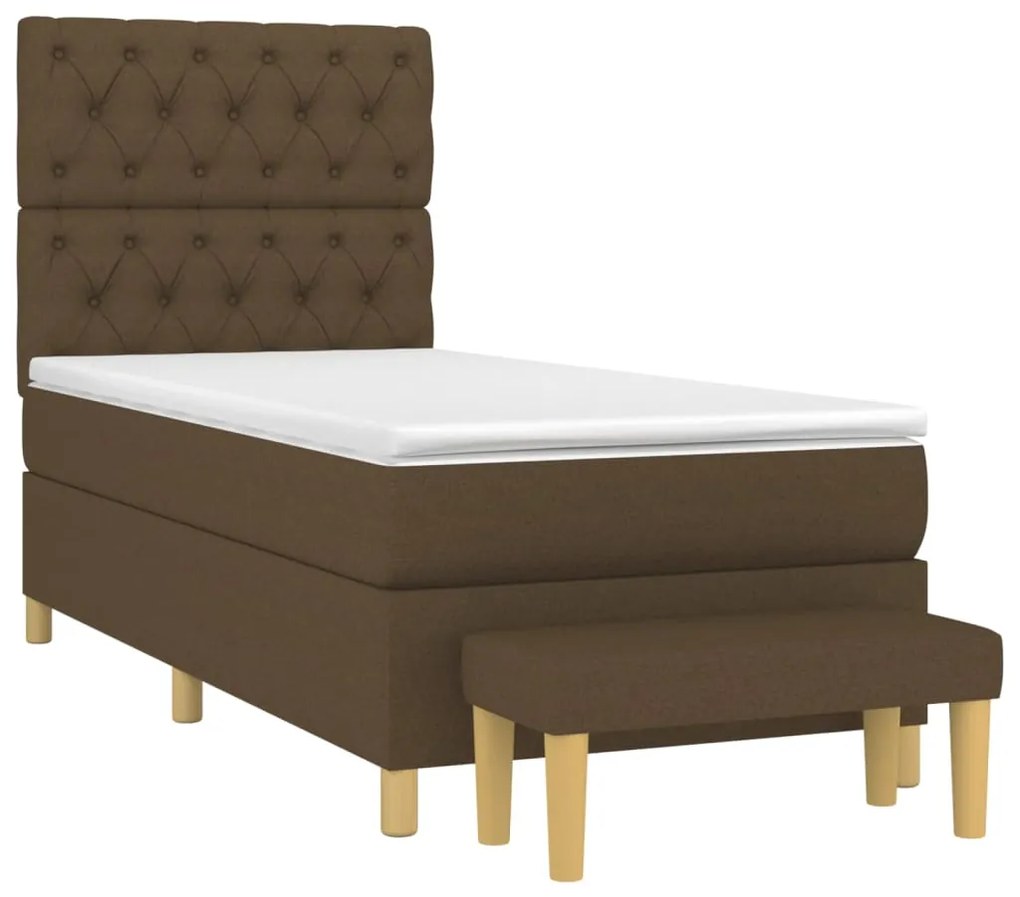 vidaXL Κρεβάτι Boxspring με Στρώμα Σκούρο Καφέ 80x200 εκ. Υφασμάτινο