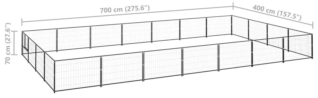 vidaXL Σπιτάκι Σκύλου Μαύρο 28 μ² Ατσάλινο