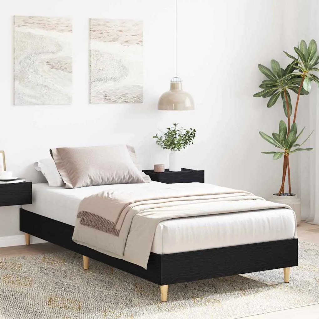 vidaXL Σκελετός Κρεβατιού Μαύρη δρυς 90 x 190 cm Επεξεργασμένο ξύλο