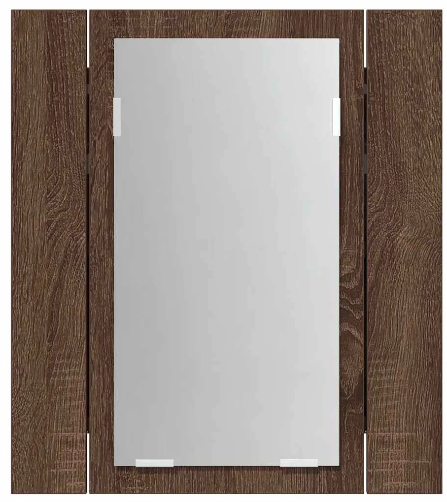 vidaXL Έπιπλο Καθρέφτη Μπάνιου LED Καφέ Δρυς 40x12x45 εκ. Επεξ. Ξύλο