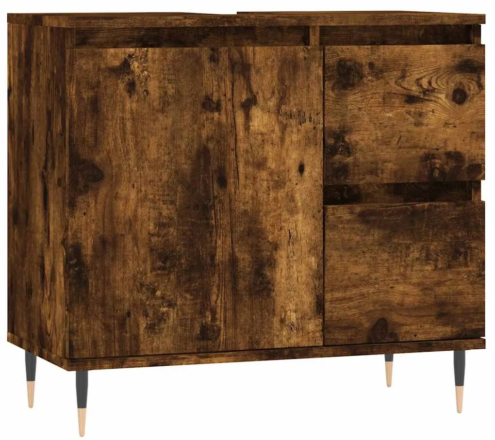 vidaXL Ντουλάπι Μπάνιου Καπνιστή Δρυς 65x33x60 εκ. Επεξεργασμένο Ξύλο