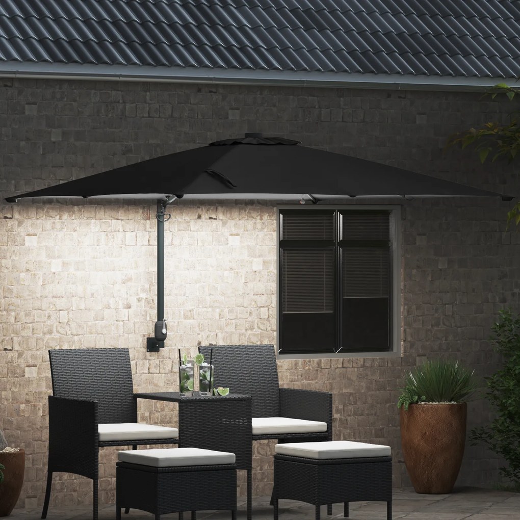 vidaXL Ομπρέλα Κήπου Μαύρο 248.5 x 247.5 x 160 εκ. ύφασμα