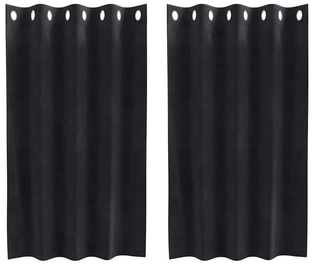 vidaXL Κουρτίνες με κουρτίνες 2 pcs Μαύρο 140 x 140 cm Βελούδο