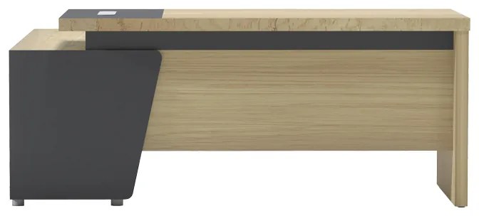 Γραφείο επαγγελματικό Lotus pakoworld με δεξιά γωνία σε φυσική-ανθρακί απόχρωση 160x160x75εκ