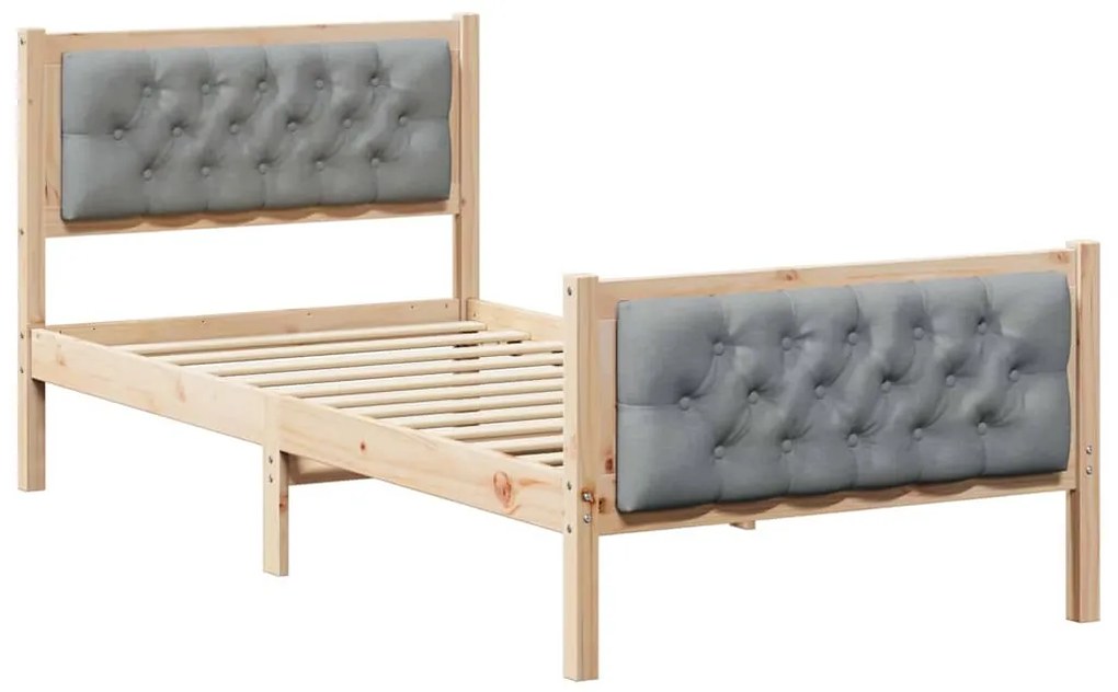 vidaXL Σκελετός Κρεβατιού με κεφαλάρι Ανοιχτό γκρι 90 x 200 cm