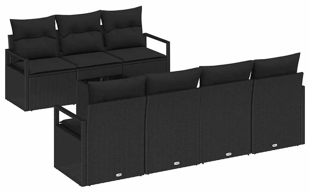 vidaXL Σετ Καναπέ Κήπου 8 pcs Μαύρο 55 x 55 x 37 εκ συνθετικό ρατάν