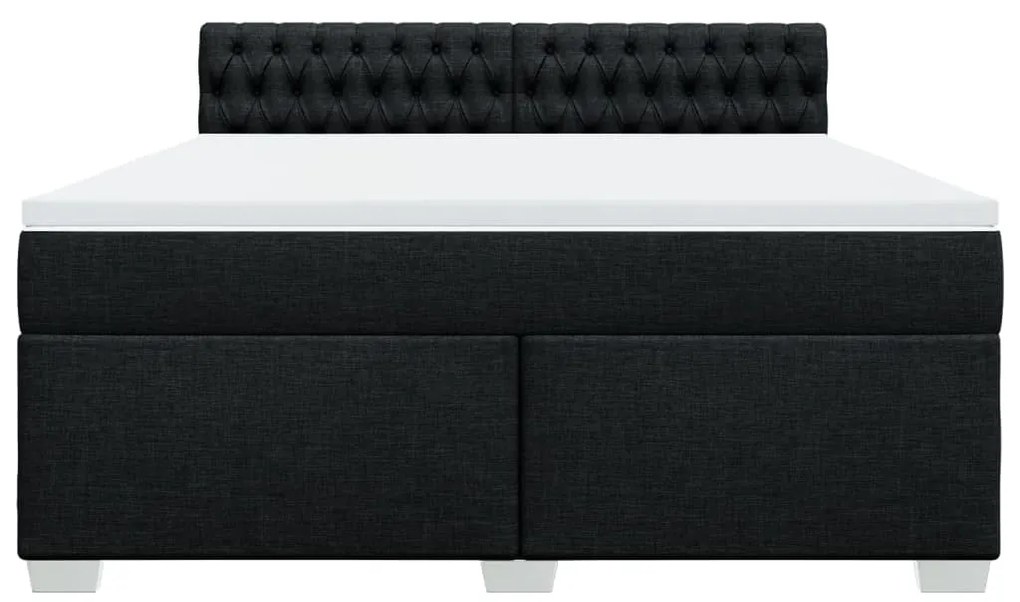 vidaXL Κρεβάτι Boxspring με Στρώμα Μαύρο 180x200 εκ. Υφασμάτινο