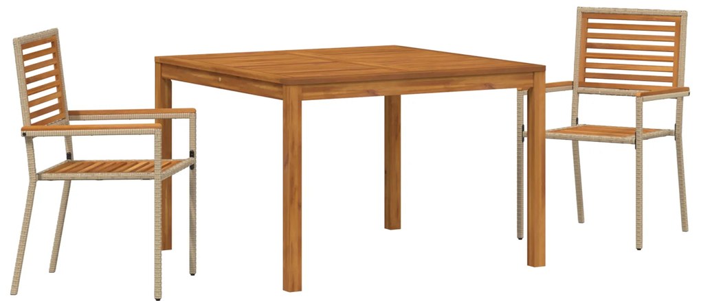 vidaXL Σετ Τραπεζαρίας Κήπου Μπεζ 3 pcs Μπεζ 110 x 110 x 75 cm