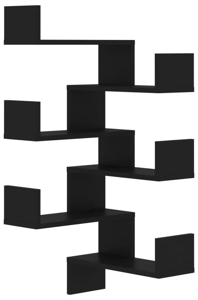 Γωνιακές Ραφιέρες Τοίχου 2 τεμ. Μαύρες 40x40x50 εκ. Μοριοσανίδα - Μαύρο