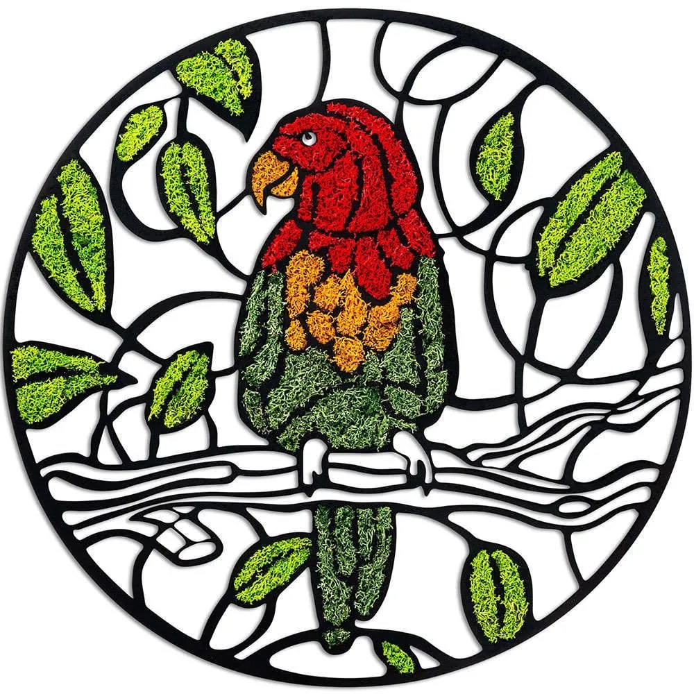 Διακοσμητικό Τοίχου Parrot Με Βρύο 931NTR1121 Φ46cm Multi Wallity Mdf
